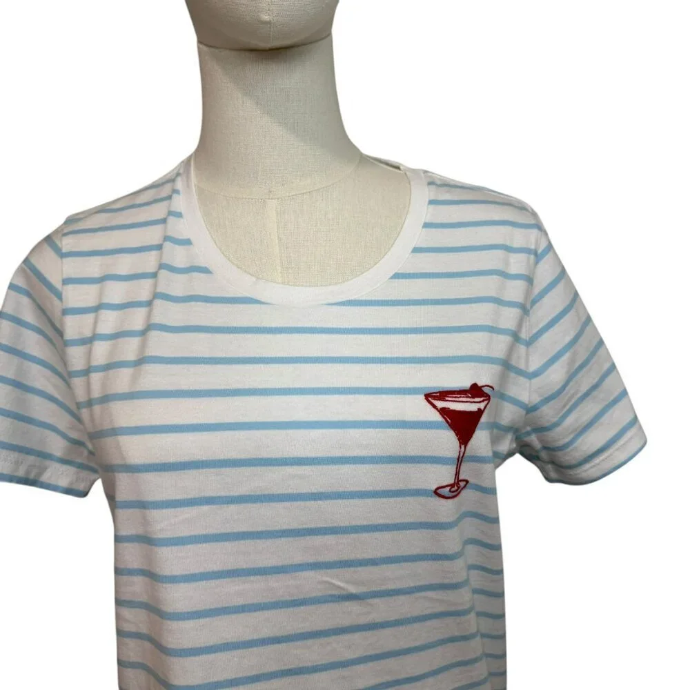 NWT Short-sleeve striped martini graphic tee.  Collector Tee. J.Crew